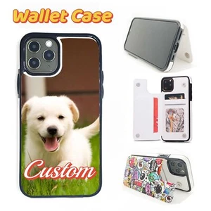 Custom PU Flip Wallet Case Cover Card Holder Personalised DIY For Samsung iPhone - Picture 1 of 9