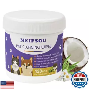 Meifsou Eyes Wipes for Dogs and Cats - Gently Remove Tear Stain, Eye Debris, - Picture 1 of 5
