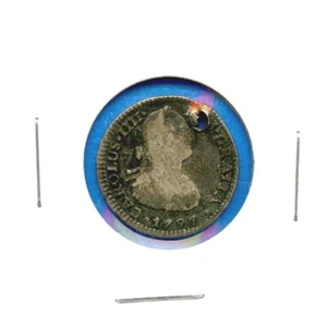 1797 Mexico 1 Real Silver Coin #18 Spanish Colonial King Charles Carlos IV Holed - Picture 1 of 3