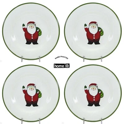 Target Home SANTA CLAUS 8.5" Ensalada Postre Juego 4P Borde Verde Navidad Foto 1 de 4