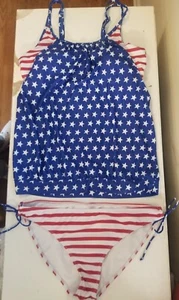 2 Pc Swim Suit Tankini (XXXL) 16/18 Lined RedWhiteBlue Stars Stripes Patriotic  - Picture 1 of 21