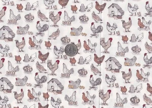 Remnant of Fabric 9x21 for Crafts, Quilting, Multicolor Little Chickens - Picture 1 of 1