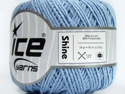 Sky Shine - Ice 48844 - узкая тонкая светло-голубая ленточная пряжа 50 г 103 ярда мягкая! - Изображение 1 из 3