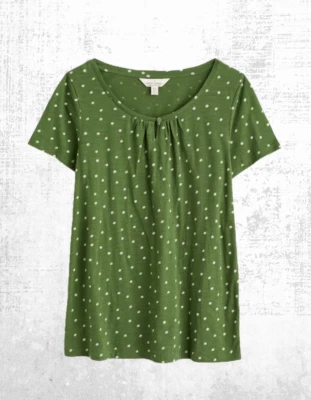 Women’s Seasalt Jersey Top Short Sleeve Arts Cotton Little Sponge Green (Defect) - Image 1 of 4
