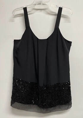 Top Cami SimplyVera VERA WANG Negro con Tirantes Lentejuelas Elegante NUEVO, Para Mujer Talla L” Foto 1 de 3