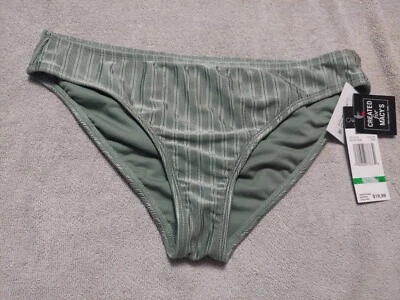 Parte inferior de bikini hipster acanalada metálica California Waves SAGE, grande de EE. UU. Foto 1 de 4