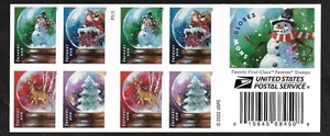#5816-5819 Snow Globes-2023 (forever) Issue-MNH Bkt Pane of 20 (4 Designs) - Picture 1 of 2
