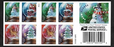 #5816-5819 Snow Globes-2023 (forever) Issue-MNH Bkt Pane of 20 (4 Designs) - Image 1 of 2