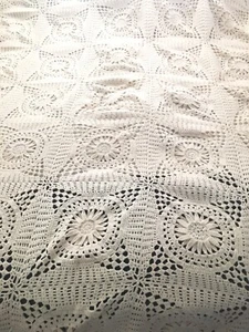 Antike beige off weiß King Starburst gehäkelte Tagesdecke handgefertigte Abdeckung 120"" - Bild 1 von 9