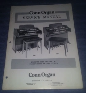 Conn Organ Service Manual Starbrite Model 290 Type 1 & 2 Starlite Model 308 - Picture 1 of 7