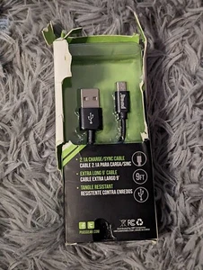 PUGS Extra Long 9 Foot Tangle Resistant Micro USB Cable  2.1A - Black - Picture 1 of 4