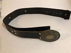 Vintage Civil War Reenactment Leather Belt With Buckle Approx 33” Long Ods1
