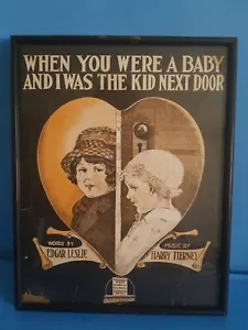 1915 WHEN YOU WAS BABY & I WAS KID AL LADO MÚSICA FOLIO CUBIERTA MARCO Y VIDRIO.FS - Imagen 1 de 6