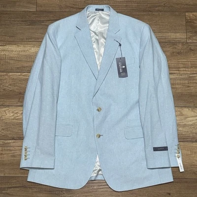Stafford Linen Cotton Blazer Jacket Sport Coat Mens 44L Light Blue Classic Fit - Image 1 of 4