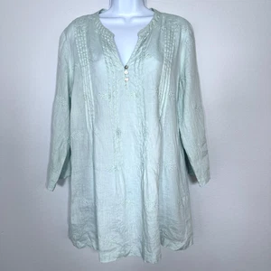 Saint Tropez West Womens Linen Tunic Top Large Beach Coastal Lightweight Boho - Picture 1 of 12