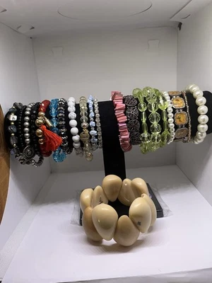 lote pulsera x 21 estiramiento algunas piedras naturales hueso cristal perla? guc Foto 1 de 4