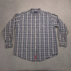 Abercrombie Fitch Men’s Button Down Shirt L Blue Plaid Long Sleeve Cotton - Picture 1 of 10