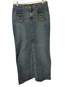 Gonna midi denim Guess Originals zip bottoni donna taglia 28" vita stile vintage - Foto 1 di 8