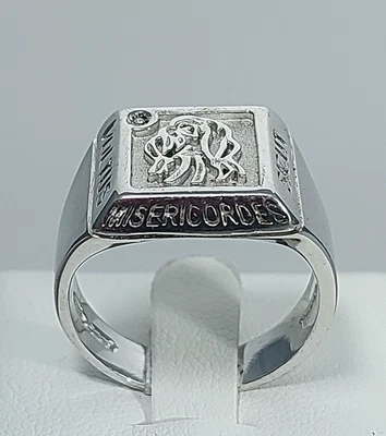 Anello Argento 925 Chevalier Stemma Quadrato Giubileo Misericordia Diamante 0,01 - Immagine 1 di 4