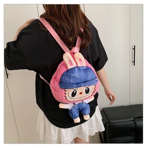 Labubu The Monster Plüsch Figur Rucksacke Tasche Bag BACK PACK 36x27x7cm Pink - Picture 1 of 15