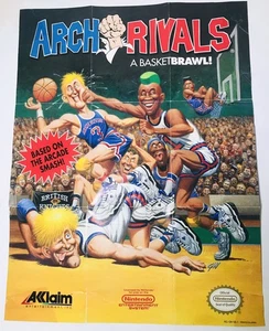Arch Rivals Nintendo NES Foldable Promo Poster Insert ONLY Acclaim - Picture 1 of 5