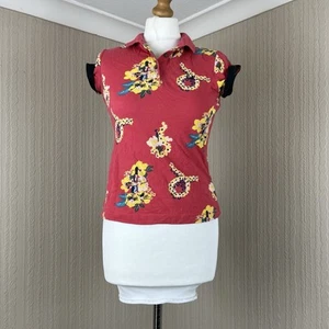 Fred Perry x Amy Winehouse Polo Shirt Pink Floral Hawaiian Silhouette UK 8 2011 - Picture 1 of 13