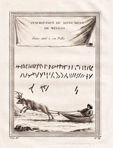 Iscrizioni Käymäjärvi Rune Alfabeto Runico Pajala Svezia Incisione 1750 - Picture 1 of 1