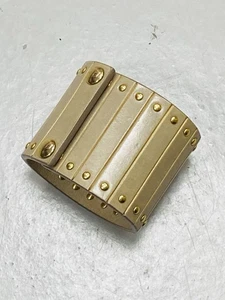 BURBERRY LEDER MANSCHETTE ARMREIF ARMBAND Gold Nieten Größe 7" ca. - Bild 1 von 11