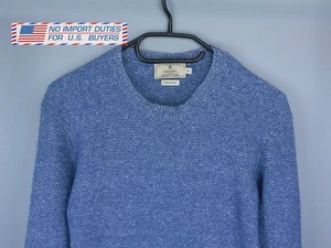 Mens Hackett Mayfair Stitch Crew Neck Sweater Blue sz XS Wool Blend Elbow Patch - Picture 1 of 15