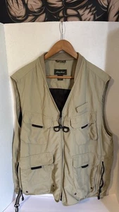 Eddie Bauer Travex Vest Men's Large Tan Full Zip Utility Outdoor Hiking Pockets - Picture 1 of 4