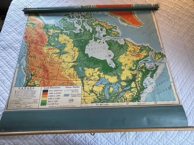 A.J. Mapa de sala de aula Nystrom & Co Chicago vintage Canadá  - Imagem 1 de 4