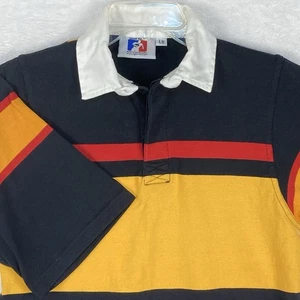 VTG Godek Rugby Youth LB Yellow Black Red Striped South Africa Polo Shirt Preppy - Picture 1 of 7