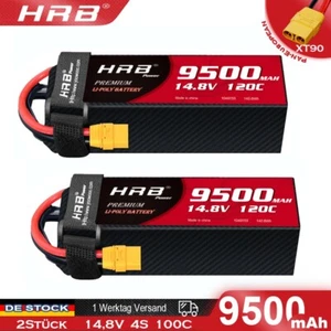 2Stück HRB 14,8V 4S 9500mAh Lipo Akku XT90 für RC Hubschrauber Quad Auto Lkw - Bild 1 von 6
