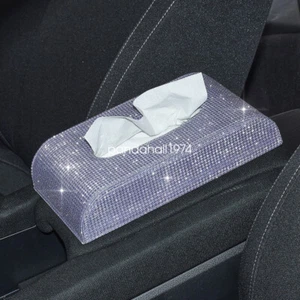 Bling Car Tissue Box Cover Holder Home Car Office Decor Storage Case Purple - Picture 1 of 5