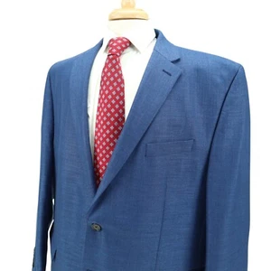 Chaps Vibrant Blue Poly Linen Blend Blazer Sport Coat Jacket Mens 48R - Picture 1 of 15