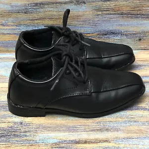 Smart fit Kids Oxford Lace Up Dress Shoe 9.5 School Wedding Black Faux Leather - Picture 1 of 10