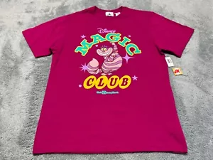 NEW Disney Shirt Adult Medium Pink Cheshire Cat Alice In Wonderland Magic Club - Picture 1 of 8