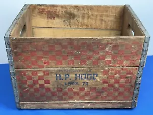 Vintage H.P. HOOD Molkerei, Milchkiste ~ Bauernhof frische Eier, Schachbrettmuster - Bild 1 von 17