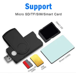 UTHAI X02 USB SIM Smart Card Reader For Bank Card CAC ID SIM SD TF/Micro SD - Afbeelding 1 van 10