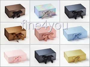  A4 / A5 DEEP & LARGE Luxury Gift MAGNETIC Boxes with Ribbon Birthday Wedding  - Picture 1 of 26