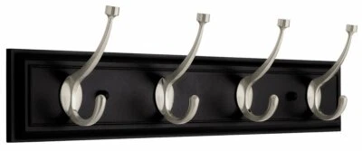 LIBERTY HARDWARE Liberty 144429 27" 4 Pilltop Coat Hat Hook Rail Black & Satin Nickel
