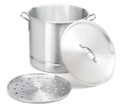 BENECASA Bene Casa Aluminum Stock Pot with Steamer Rack and Lid