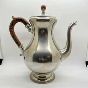 VIntage Royal Holland Daalderop KMD Tiel PEWTER Coffee Pot with Wood Handle MCM - Picture 1 of 5