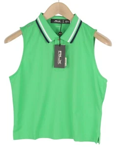 RLX RALPH LAUREN Golf Women T-Shirt M Green Sleeveless Polo Tailored Fit RRP$179 - Picture 1 of 12
