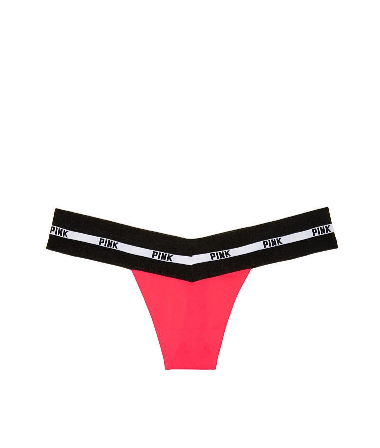 Victoria's Secret ROSA Tanga Sin Costuras Panty Coral Logo Foto 1 de 1