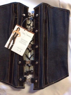 SEXY CORSÉ DENIM SIN TIRANTES CON HEBILLA DELANTERA Y ESPALDA CON CORDONES - LEG AVENUE - Pequeño Foto 1 de 4