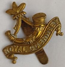 WW1 Royal Guernsey Regiment Cap Badge All Brass Slider ANTIQUE Original