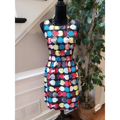 Kensie Knee Length Dress Womens L Multicolor Round Neck Sleeveless Back Zipper - Image 1 of 4