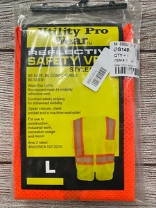 Chaleco de malla de alta visibilidad para hombre talla grande naranja ANSI clase 2 utilitario uso profesional nuevo - Imagen 1 de 3