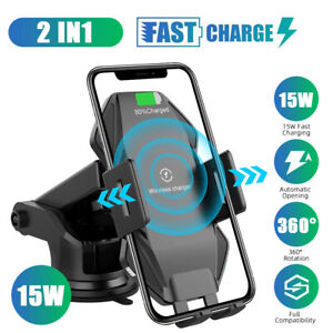 15W Qi Ladegerät Auto KFZ Handy Halterung Induktions Clamping Wireless Charger